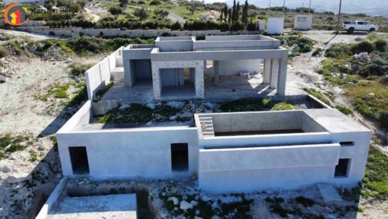 Kalamaki Kreta, Kalamaki ebenerdige Villa im Rohbau mit Panorama-Meerblick Haus kaufen